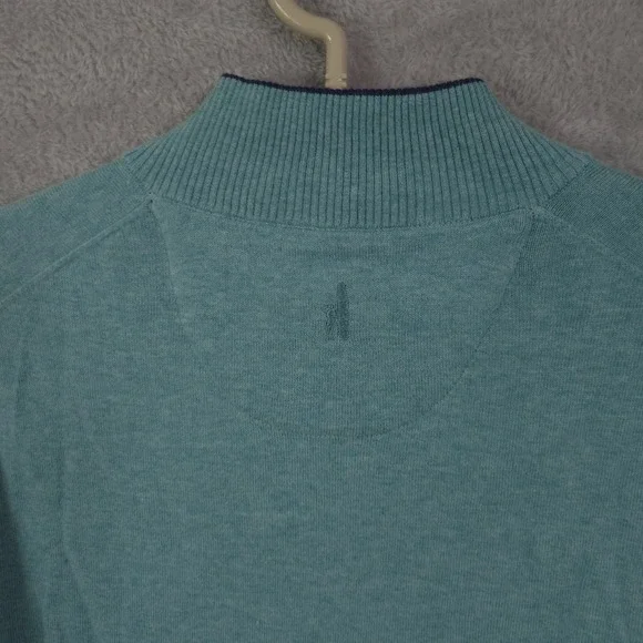 Johnnie O Quarter Zip Sweater Cotton Silk Blend Athleisure Size M Green Golf - Picture 2 of 14